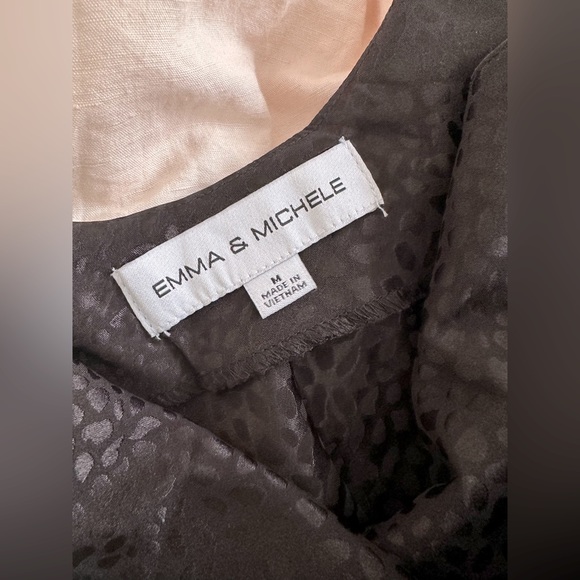Emma & Michelle, black satin slip dress with animal print design, size M - Picture 4 of 4